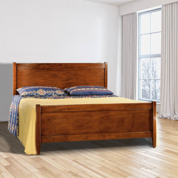 Letto matrimoniale classico in legno massello con pannelli lisci