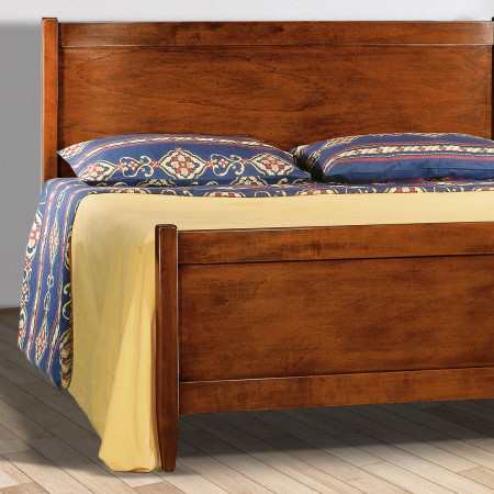 Letto matrimoniale classico in legno con pannelli lisci