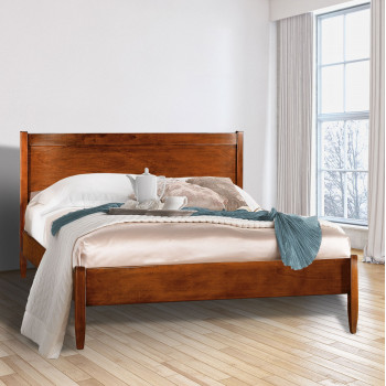 Letto classico in legno con giroletto basso e testata liscia