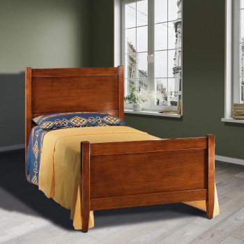 Letto a una piazza classico con testata e pediera in legno