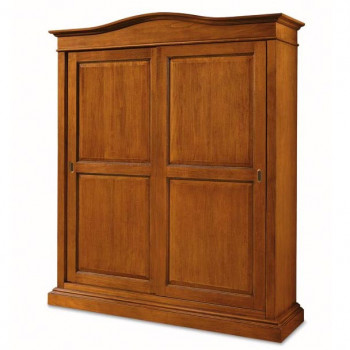 Armadio classico con 2 ante scorrevoli bugnate in legno