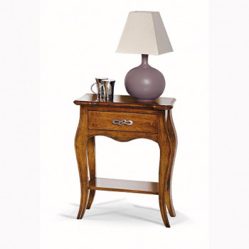 Comodino classico 1 cassetto con gambe curve in legno di pioppo