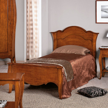 Letto singolo in legno di pioppo con testata sagomata