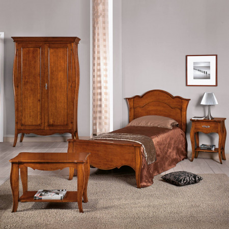 Letto singolo in legno di pioppo con testata sagomata