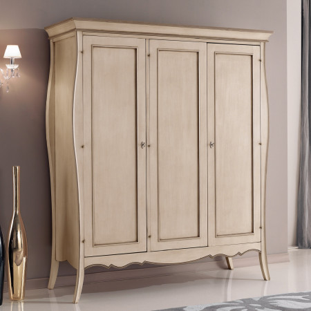 Armadio 3 porte smontabile in legno di pioppo bianco