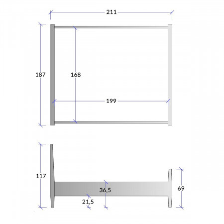 Letto classico in legno a due piazze, specifiche dimensionali