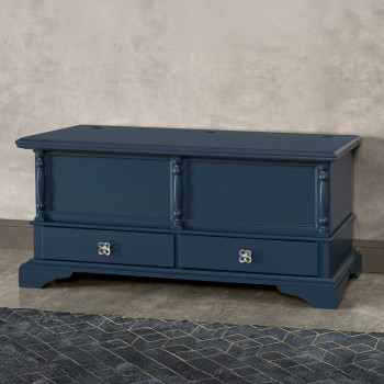 Cassapanca 2 cassetti in legno massello, dettaglio frontale