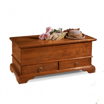 Cassapanca 2 cassetti in legno massello con fiori