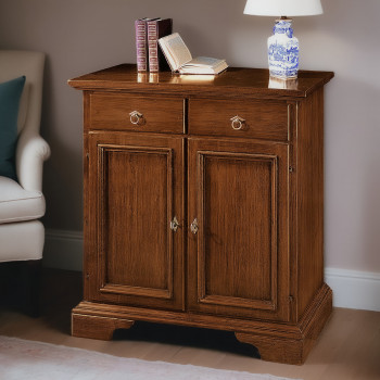 Credenzina 2 cassetti 2 porte, dettaglio ante incorniciate