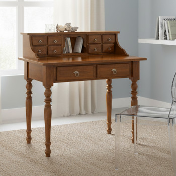 Scrittoio 10 cassetti con gambe tornite, legno massello