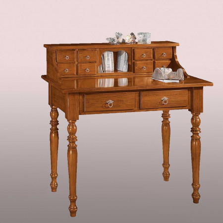 Scrittoio 10 cassetti con gambe tornite, legno massello