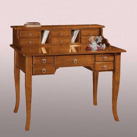 Scrittoio 11 cassetti in legno, dettaglio gambe sciabola