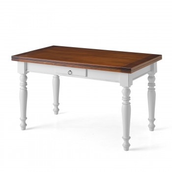 Tavolo a libro allungabile classico in legno massello con cassetto