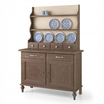 Credenza con piattaia 2 ante, dettaglio piatti decorativi