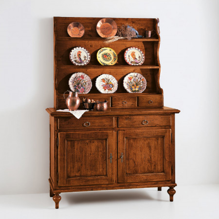 Credenza con piattaia 2 ante, dettaglio ripiani aperti