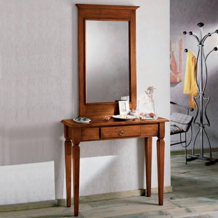 Consolle semplice con specchiera in legno pioppo
