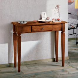 Consolle classica con 1 cassetto, dettaglio trucioli di legno