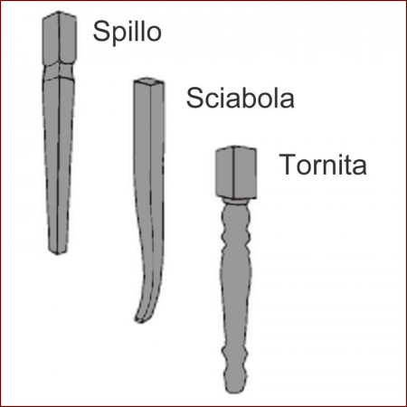 Tavolo libro allungabile gambe Spillo Sciabola Tornita