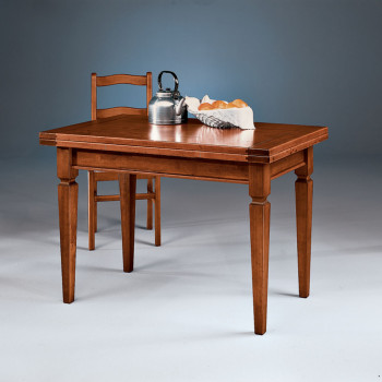 Tavolo tradizionale allungabile da 120x70 a 200x70, dettaglio del piano in legno