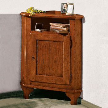 Angoliera 1 anta in legno massello con finitura noce