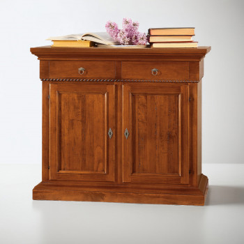 Credenzina 2 ante due cassetti con piano decorato