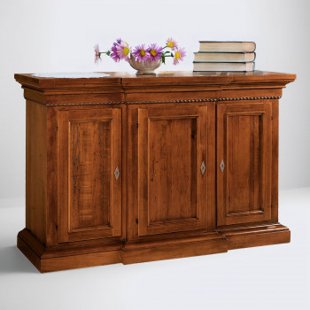 Credenzina 3 ante in legno massello con cornice intagliata