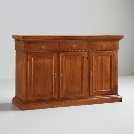 Credenza 3 ante 3 cassetti in legno con dettagli intagliati