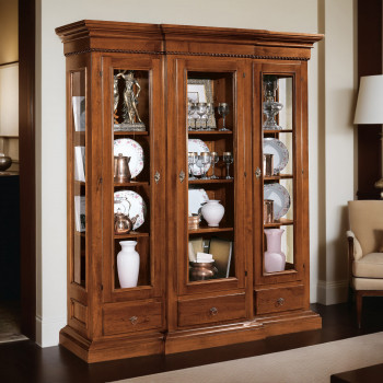 Vetrina smontabile 3 ante legno di pioppo con vetri