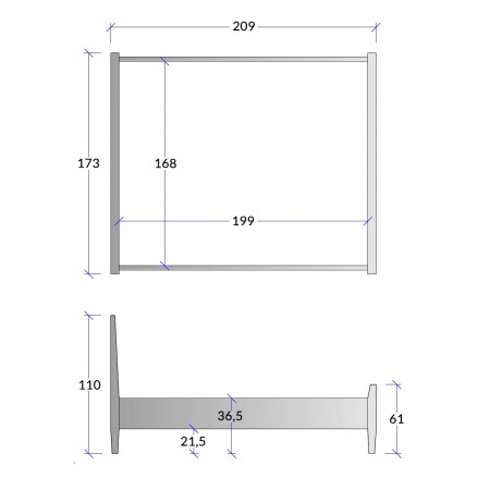 Schema dimensionale letto matrimoniale in massello