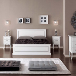 Comodino con 3 cassetti classico bianco, gambe sagomate