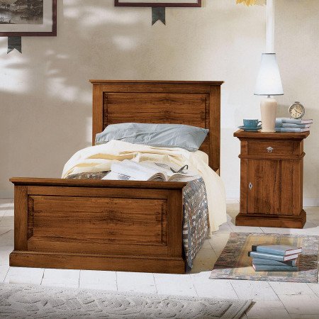 Letto singolo classico in toulipier con testata e pediera
