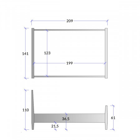 Disegno tecnico del letto ad una piazza e mezza classico