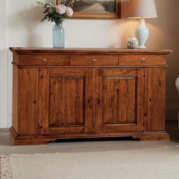 Credenza 4 ante 3 cassetti in legno massello, design classico