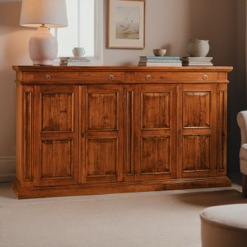 Credenza 4 ante e 2 cassetti in legno massello pioppo