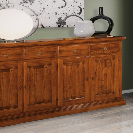 Credenza 4 ante 4 cassetti, dettaglio bugne diamantate