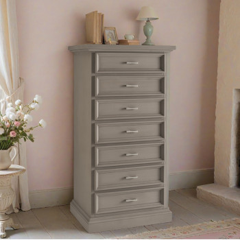 Cassettiera in legno con 7 cassetti, dettaglio frontale