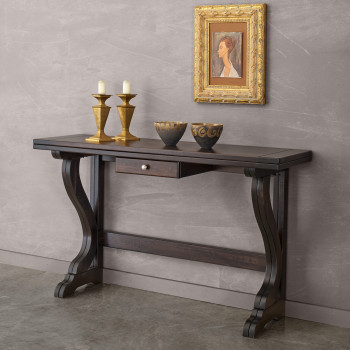 Tavolo consolle apribile 140x40/80, legno massello e dettagli classici