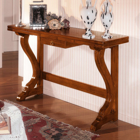 Tavolo consolle apribile 140x40/80, legno massello e dettagli classici
