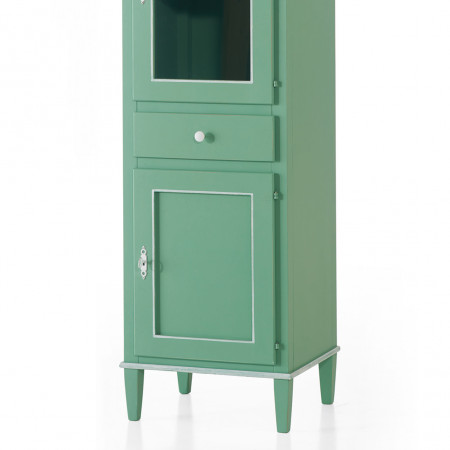 Vetrinetta 2 ante 1 cassetto in legno verde