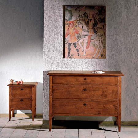 Comodino in legno con serrature, due cassetti legno