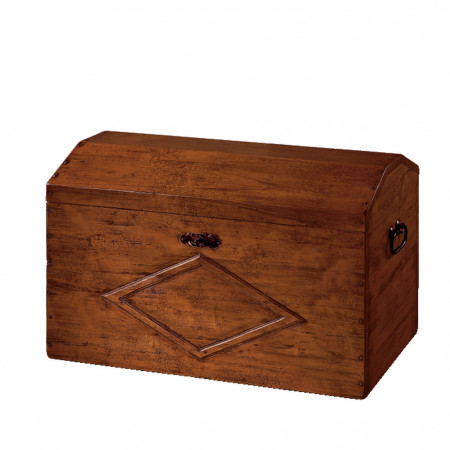 Baule legno con coperchio smussato e frontale a rombo