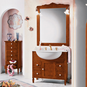 Bagno completo di specchiera e lampade con lavabo integrato