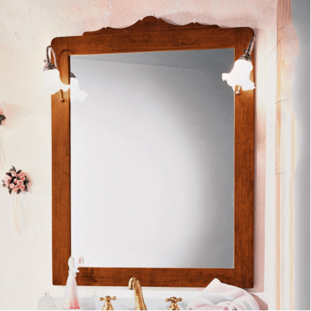 Specchiera con lampade in legno massello di pioppo
