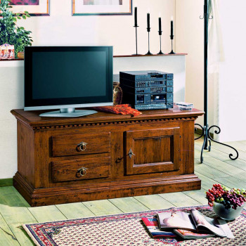 Cassapanca TV 1 anta 2 cassetti con decorazioni intagliate