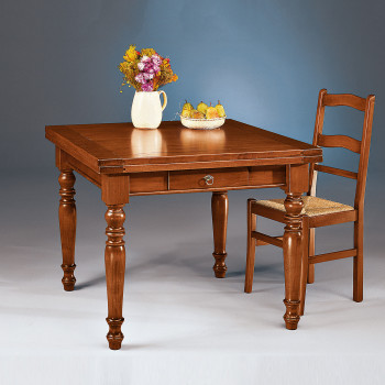 Tavolo in legno massello allungabile con cassetto