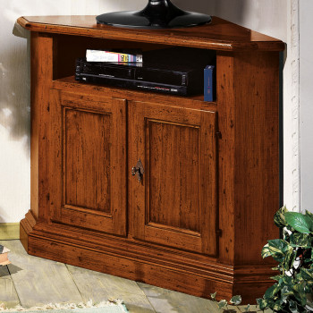 Angolo porta TV 2 ante, dettaglio legno massello