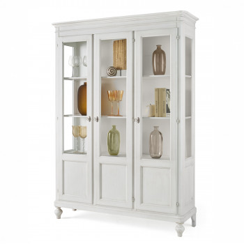 Vetrina 3 ante in legno massello con vetri trasparenti