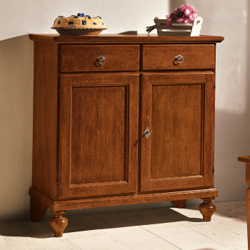 Credenzina 2 cassetti e due ante in legno massello