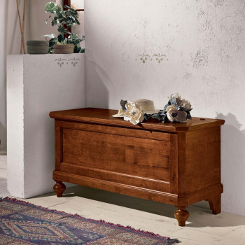 Cassapanca classica in legno massello di pioppo