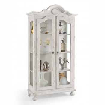 Vetrinetta classica in legno con 2 ante, piedi torniti